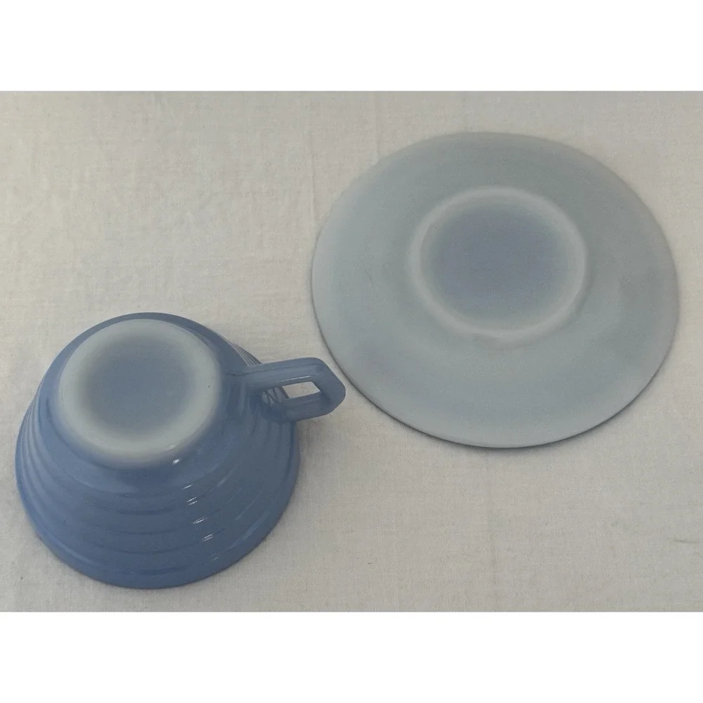 Hazel Atlas Moderntone‎ Blue Cup & Saucer